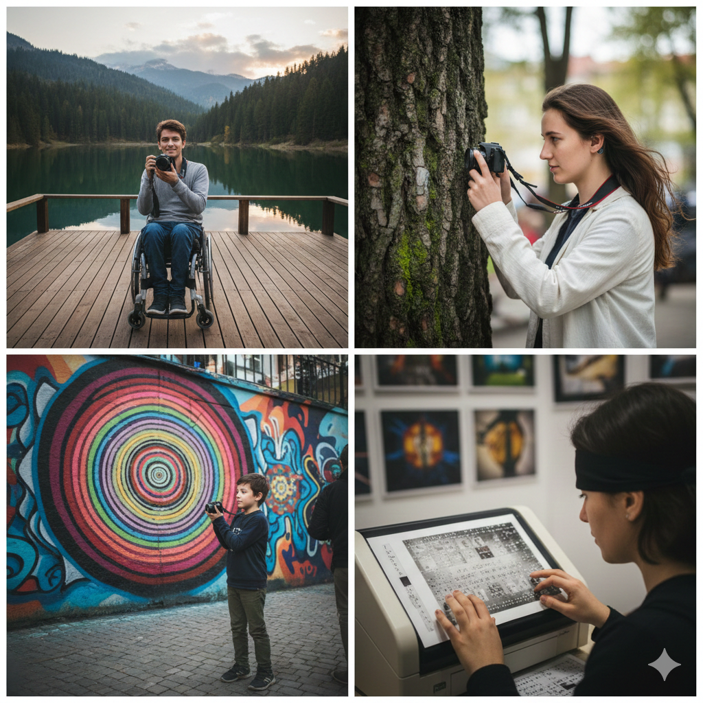 Erişilebilir Fotoğrafçılık Nedir? Engelli bireylerin fiziksel ve zihinsel bariyerlere takılmadan, uygun ekipman ve rotalarla sanat üretmesine olanak sağlayan kapsayıcı bir sanat dalıdır.